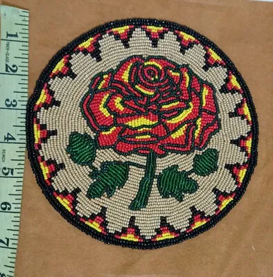 Handmade Old American Style Beaded Flower Medallions 6 X 6 Inches Powwow BW80 • $106.25
