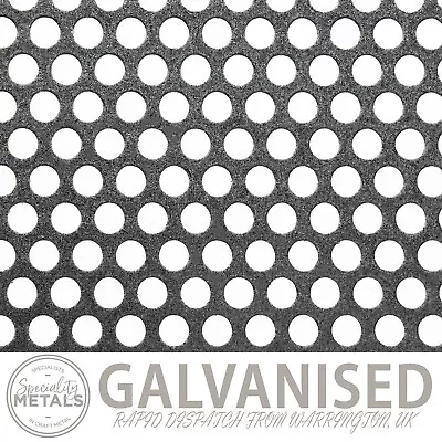 Galvanised Steel Round Hole Perforated Metal | 8mm Hole 12mm Pitch 1.5mm Thick • £10.88