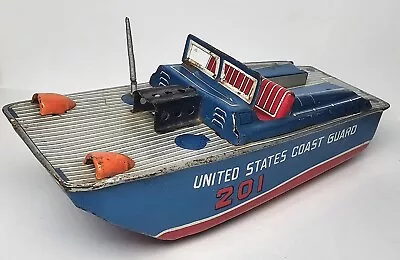 Vintage Tin Litho US Coast Guard Friction Toy Boat Daiya Japan • $58.88