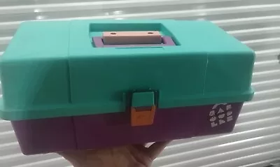 Vtg.  1980s Kid Caboodles Plastic  Turquoise/ Pink/ Purple Makeup Organizer Case • $18