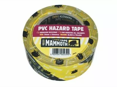 Everbuild Mammoth PVC Hazard Tape 50mm X 33m Black/Yellow • £5.99