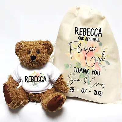 £14.99 • Buy Flower Girl, Bridesmaid Teddy Bear | Watercolour Design | Wedding Gift