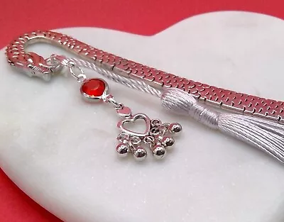 HEART DANGLE CHARM +TASSEL Metal BOOKMARK FREEPOST Gift Box READERS FRIENDS MUM • £6.75