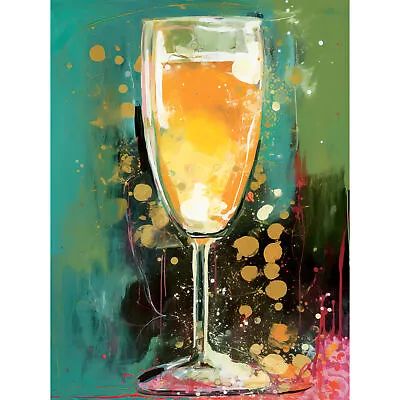 Bubbly Champagne Sparling Wine Glass Celebration Framed Wall Art Print 12x16 • £11.99