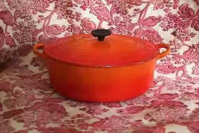Vintage Le Creuset Large Oval Cast Iron Casserole Dish Volcanic Red • £65