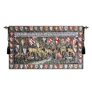 Medieval Knight Tapestry Verdure With Shields & Deer Morris Holy Grail 68  X 40  • $879.99