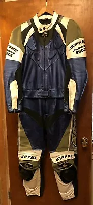 Spyke Leather 2 Piece Racing Suit Size 46US/56EURO Black/White/Silver • $279.95