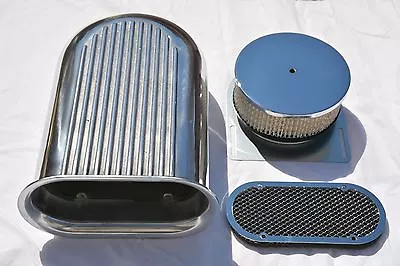 14  Aluminum Hilborn Style Finned Hood Scoop Air Cleaner 4 Barrel Carb 5-1/8   • $119.87