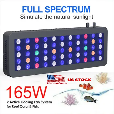 165W Dimmable LED Coral Reef Light Full Spectrum For Salt/Freshwater Fish Tanks  • $28.55