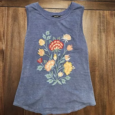 Miss Me Womens Embroidered Corset Back Blue Jersey Knit Tank Size Small Boho • $15.99