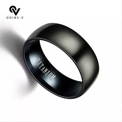 Black Titanium Ring Band For Gift Men Mens Cool Rings Wedding Couple Engagement • £8.49