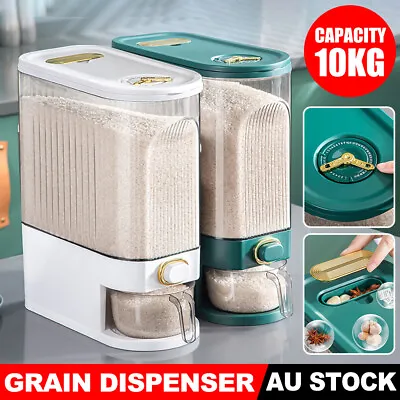 10KG Auto Grain Container Rice Dispenser Cereal Storage Kitchen Dry Food Box Cup • $33.95