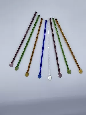 Vintage Glass Swizzle Sticks Cocktail Stirrers Lot Of 8 • $10