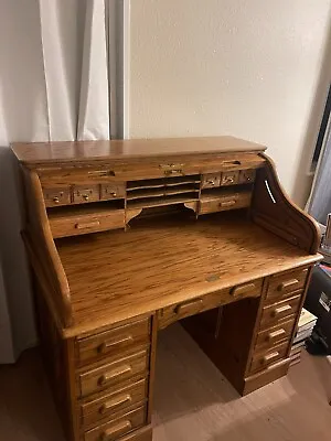  Beautiful Vintage American 48  Oak Crest Oak Roll Top Desk  • $3000