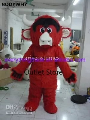 Easter Cartoon Long Fur Bull Mascot Costume Party Dress Advertising Carnival • $728.88