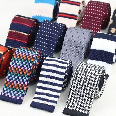Men's Knitted Knit Leisure Striped Tie Fashion Skinny Narrow Slim Neck Ties • $11.99