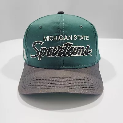 Michigan State Spartans Hat Snapback Mens Green Vintage Script NCAA College Cap • $59.97