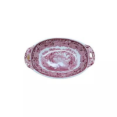 Mason's Vista Pink Oval Serving Bowl Handles Red Ironstone Transferware Vintage • $55.99