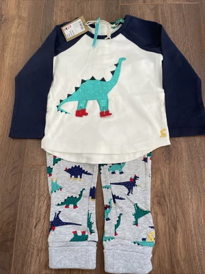 Joules Baby Boys Mack Cotton Jersey Appliqué Dinosaur Set Age 9-12 Months *BNWT* • £29.95