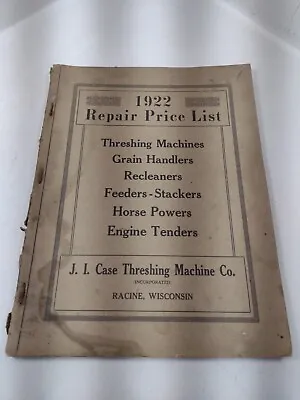 1922 J. I. Case Threshing Machine Repair Price List Parts Book Manual  Racine WI • $43.53