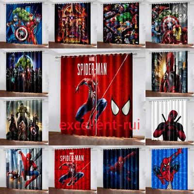 3D Marvel Superheroes Ready Pair Thick Thermal Blackout Curtains Eyelet Gifts UK • £23.39