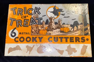 Vintage Halloween 1940s Trick Or Treat Metal Cooky Cutters 6 Various Shapes • $24