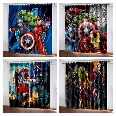 Boys Marvel Superheroes Curtains Kids 3D Blackout Curtains Ring Top Eyelet Gift • £30.60