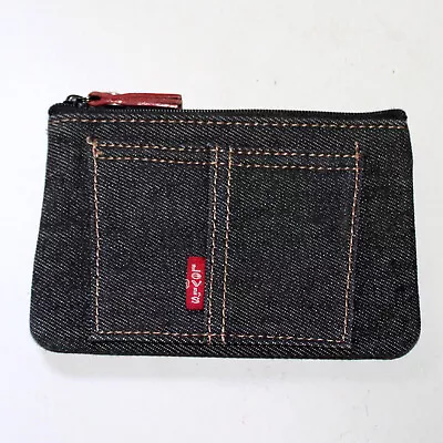 Levi’s Blue Denim Coin Pouch Key Ring Red Tag Label Jean Wallet Pocket • £24.12