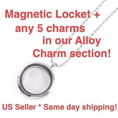 Magnetic Memory Locket + Choose Any 4 Alloy Floating Charms + Free Crystals • $12.99