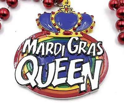 Mardi Gras Queen Crown Bead New Orleans Red Beads Authentic Gay Rainbow • $5.95