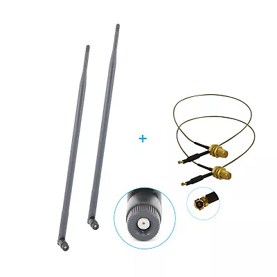 2 9dBi 2.4GHz 5GHz 5.8GHz RP-SMA WiFi Antennas + 2 U.fl For Linksys EA2700 Cable • $10.30