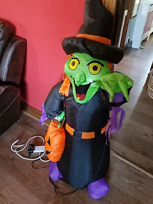 Halloween Inflatable Witch 1.2m Tall UK Plug With Lights & Tie Down Rope 29.99p • £29.99