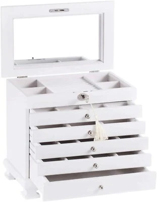 $119.99 • Buy Extra Large Wooden Jewellery Boxes Display Cabinet Storage Organiser Mirror Case