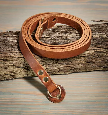 38 Inch Chestnut Leather Camera Strap With Brass Rivets And Rings. • £13.99