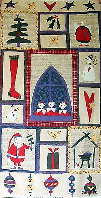 Christmas Wallhanging Fabric Panel Santa Music Collage Print 23x44 Moda • $16