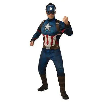Mens Official Marvel Captain America Avenger Superhero Adult Fancy Dress Costume • £58.26