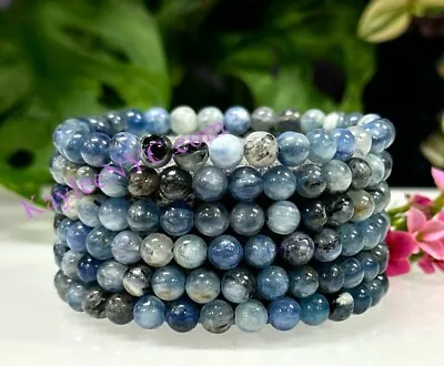 Wholesale 6 Pcs 6mm Natural Blue Kyanite 7.5” Crystal Healing Stretch Bracelet • $32