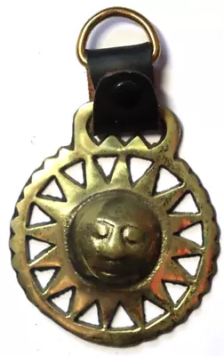 Vintage 4  Martingale Brass Leather SUN Hanging Medallion HORSE Ornament A9 • $17.11