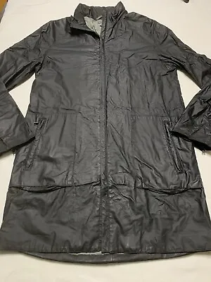 M0851 Long Treated Cotton Trench Coat Rain Jacket Size M Made In Canada Black • $39.99