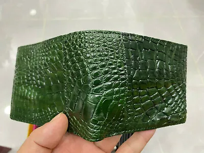 Genuine Alligator Crocodile Leather Skin Men's Money Clip Bifold Wallet Green • $39