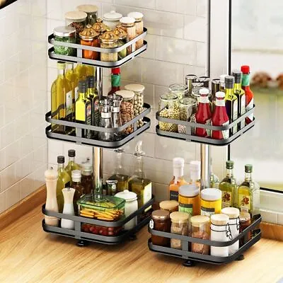 Viviendo Square Rotating Kitchen Storage Spice Organiser Rack Pantry Bathroom • $19.95