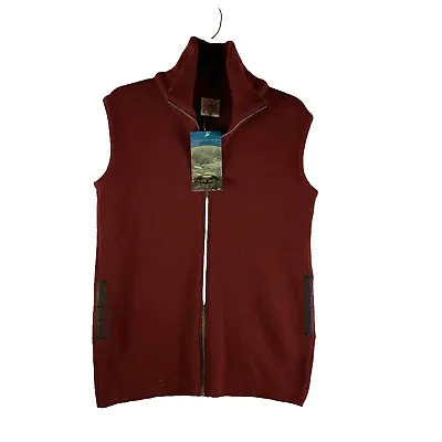 Mcdonald Of New Zealand Vest Sweater Mens S Red Silk Angora Lambs Wool Zip 8191 • $129.99
