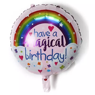 Happy Birthday Balloons Large 18  Foil Party Helium Self Inflating Ribbon Straw • £2.49