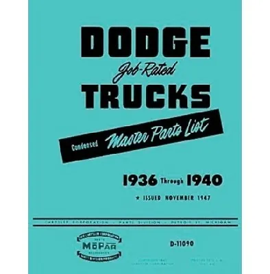 Factory Parts Manual For 1936-1940 Dodge & Plymouth Trucks • $83.88