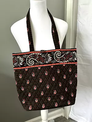 Vintage Vera Bradley Black Shoulder Tote Bag Purse Paisley Great Condition -usa- • $29