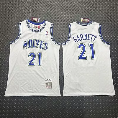 Adult Large MN Timberwolves Kevin Garnett Stitched White Throwback Jersey • $67.50