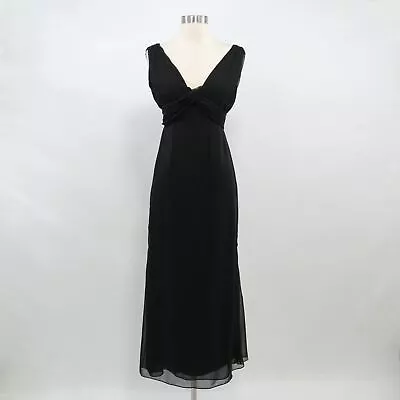 Vera Wang Maids Dress Gown Womens 4 Black Long Sleeveless Sash Evening Wedding • $31.92