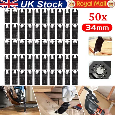 50X Universal Oscillating Saw Blade Set 34mm Multi Tool Blades Wood Metal Cutter • £16