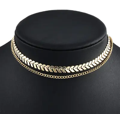 Trendy Sequin Metal V-Shaped Design Choker Necklace Chain For Women Jewellery UK • £3.45