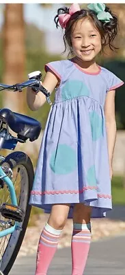 Matilda Jane Girls Size 8 Dress Lets Go Together Kitty Sully Blue Polka Dot • $23.99